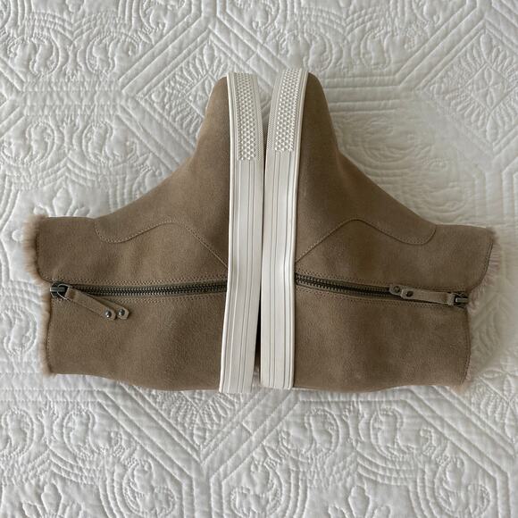 Caslon Wedge Booties CNAVERIE Zipper Closure Leather Suede Tan 9 - Picture 4 of 6